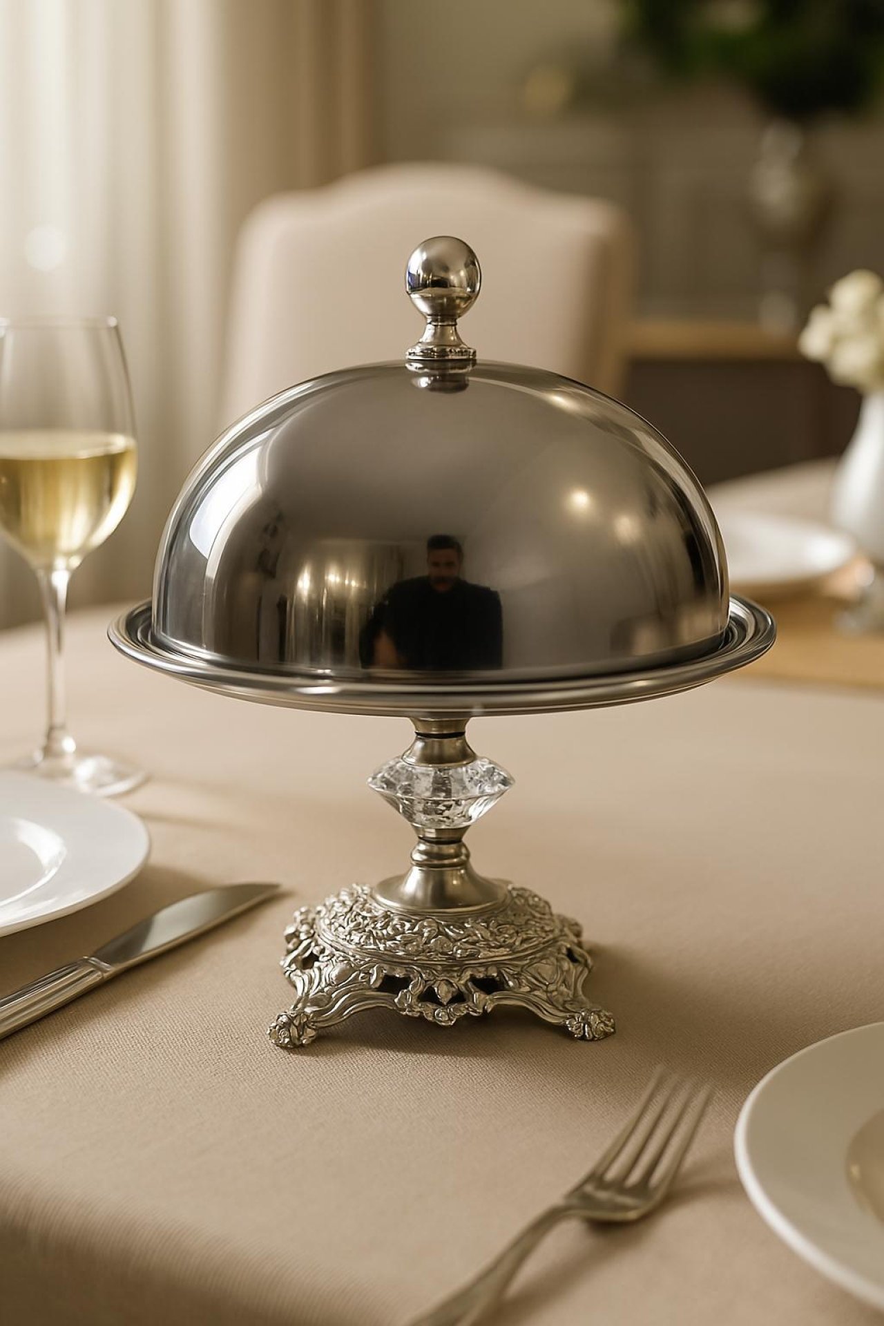 Ayaklı Çelik Kapaklı Kek Kurabiye Tatlı Servis Standı