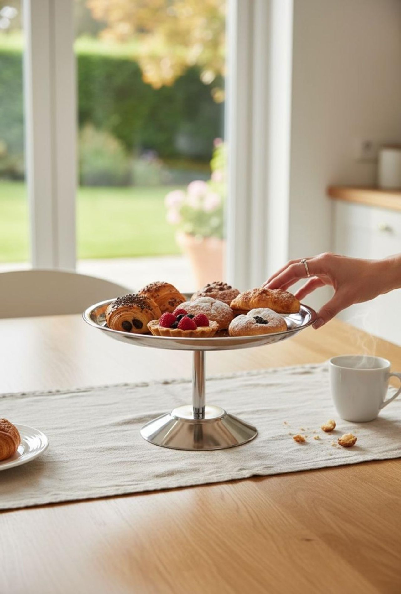 Çelik Ayaklı Kek Kurabiye Servis Tepsisi